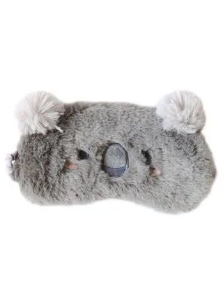 Fluffy Plush Animal Cartoon Sleeping Eye Mask Grey 