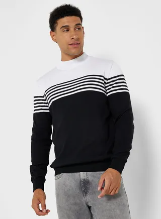 Striped Roll Neck Sweater