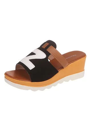 Mule Heel Casual Sandals Brown/Black 