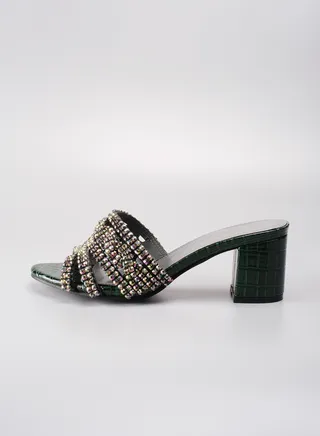 Women's  Handmade High-heel Designer Sandals  ,Crystal Round Toe ,Party and Casual Vacation Flat Shoes Fashion For Summer 2024 