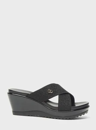 Cross Strap Mid Heel Sandals