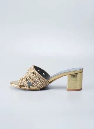 Women's  Handmade High-heel Designer Sandals  ,Crystal Round Toe ,Party and Casual Vacation Flat Shoes Fashion For Summer 2024 