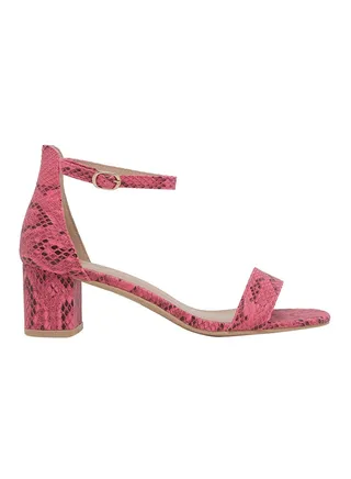 Snake Printed Slingback Sandals Pink 
