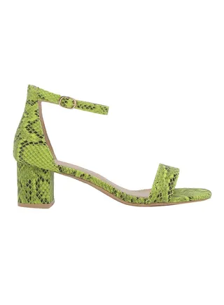 Snake Printed Slingback Sandals Green 