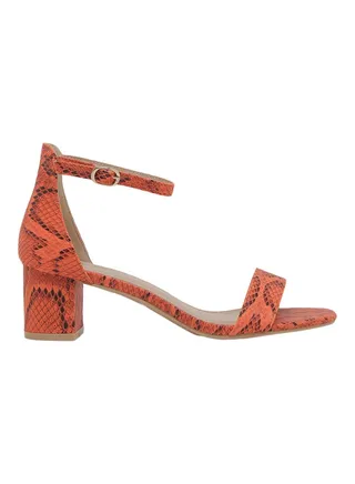 Snake Printed Slingback Sandals Orange 