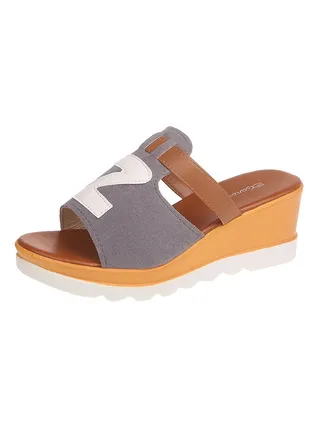 Mule Heel Casual Sandals Brown/Grey 