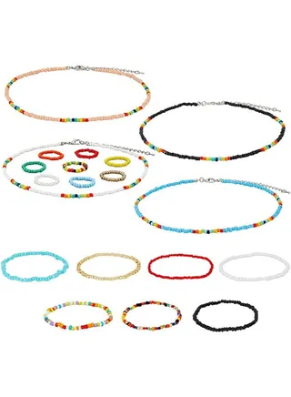 19Pcs Colorful Beaded Jewelry Set 