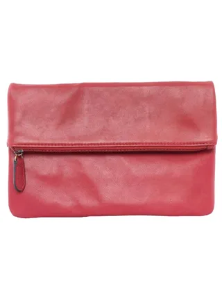 Solid Pattern Fold Over Clutch Bag Burgundy 