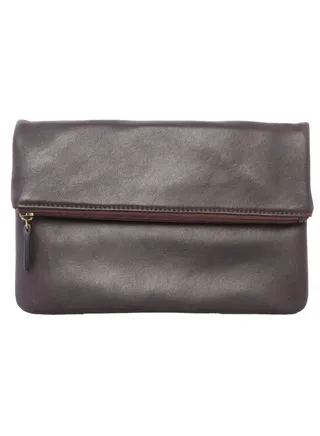 Solid Pattern Fold Over Clutch Bag Black 
