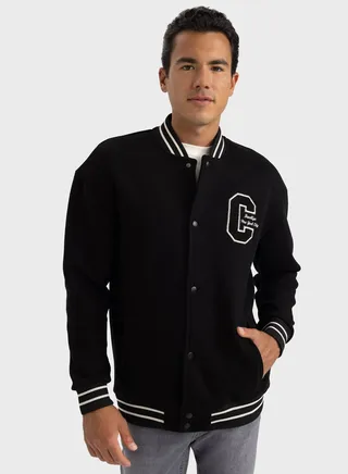 Graphic Snap Button Cardigan