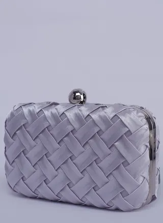 Elegant Woven Satin Clutch Bag with Strape 
