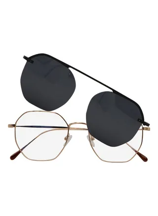 Oversized Anti-Blue Light Glasses With Clip On Sunglasses 