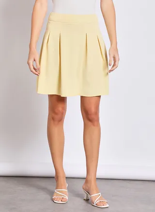 Women's Pleated Mini Skirt Beige 