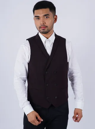 Men’s Autumn Waistcoat Sleeveless V neck– Red Wine 