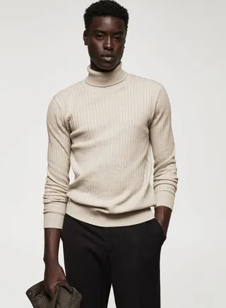 Essential Rolled Neck Cable Sweater