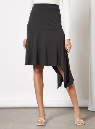 Solid Irregular Skirt Black 