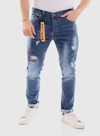 Belt Loops Ripped Casual Jeans 