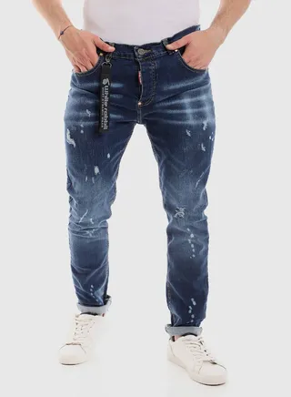 White Rabbit Ripped Belt Loops Slim Fit Jeans 
