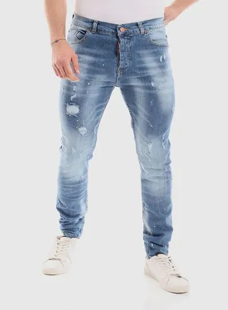 Stylish Ripped Wash Out Casual Jeans 