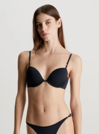 Women's Demi T-Shirt Bra - Minimalist -  soft microfibre, Black 