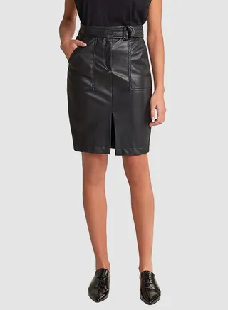 Push-In Belted Skirt Black 