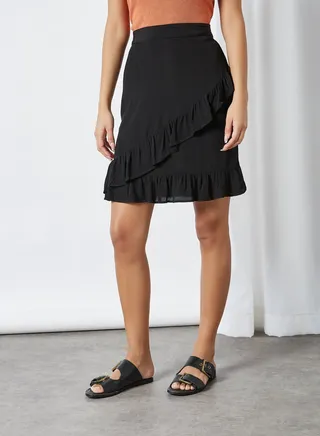 Ruffle Detailed Skirt Black 