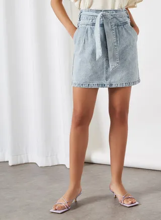 High Waist Skirt Light Blue Denim 