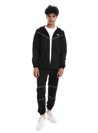 Hoodie With Pants Training Suit And Lined Design 