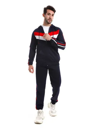 Hoodie With Pants Training Suit And Lined Design 