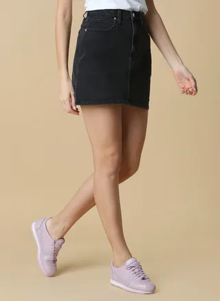 Denim Mini Skirt Black 