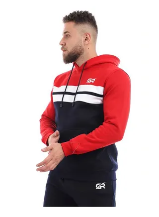 Colour Blocked Hooded Neck Tracksuit Sets Red 