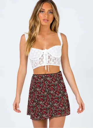 Women's High Waist Hip Wrap Floral Printed Short Mini Skirts Bodycon Pencil Skirt Red Mix 