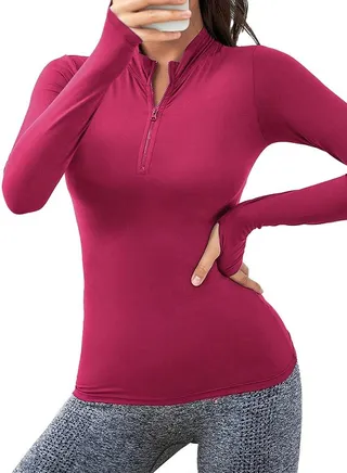 Half Zipper Sport Top Long Sleeves 
