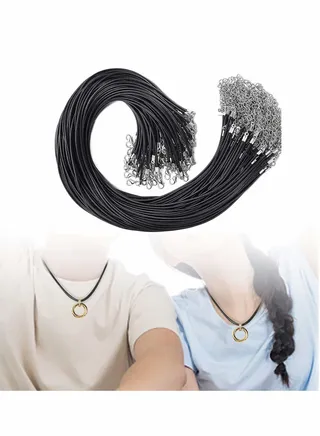 Necklace Cord with Clasp, 25Pcs Waxed Necklace Cords for Pendants, 1.5 mm Black String Necklace with Clasp for Bracelet Necklace and DIY Jewelry Making Accessories (20'') 