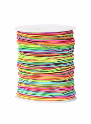 1mm Rainbow Elastic Cord Beading Threads, Stretch String Fabric Crafting for DIY Bracelets, Jewelry Making, 100m a Roll 