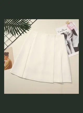 Women Irregular High Waist All Match Splicing A Line Skirt white 