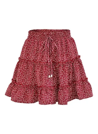 Floral Printed Mini Skirt Red/White 