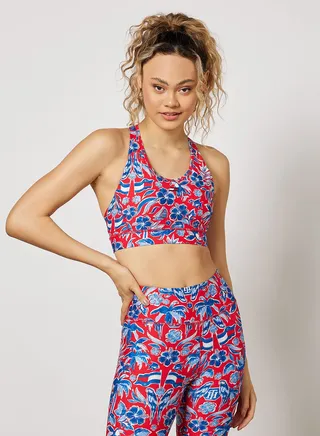 Medium-Support Floral Print Sports Bra 