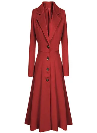 Women's Woolen Blend Coats Coat Lapel Wrap Swing Flared Winter Long Overcoat Jacket 