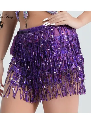 Squality Women Belly Dance Scarf Purple 