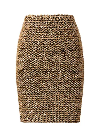 Elastic High Waist Mini Skirt Golden 