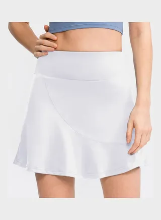 Quick Dry Ruffled Sport Skirt With Pockets White 