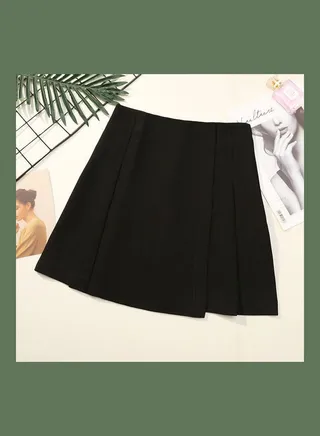 Splicing A Line Skirt Black 