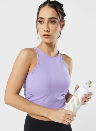 Padded Cropped Tie Back Sports Bra