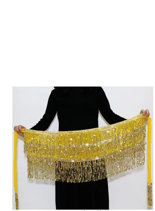 Squality Women Belly Dance Scarf Yellow（three layers） 
