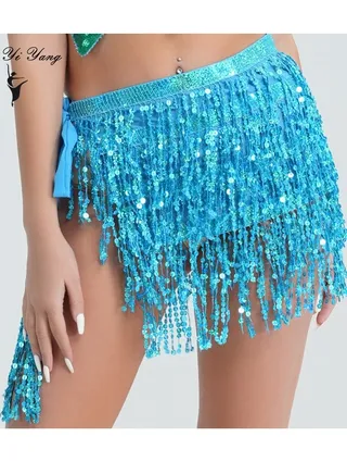 Squality Women Belly Dance Scarf Lake Blue 