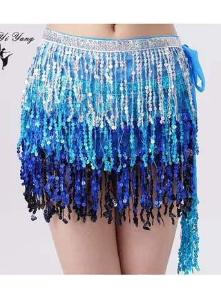 Squality Women Belly Dance Scarf LakeBlueColor 