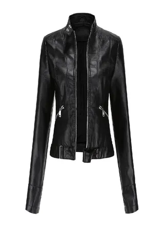 Leather Jacket Women 'S Short Small Jacket Stand Collar Women 'S Leather Jacket Women 'S Thin Leather Jacket 