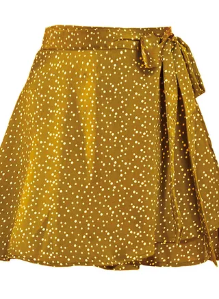 Women's Solid Color Half Skirt High Waist Fashion One-piece Lace-up Short Skirt Chiffon Satin Wrap Skirt 