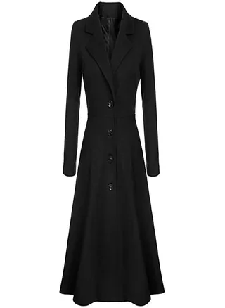 Women's Woolen Blend Coats Coat Lapel Wrap Swing Flared Winter Long Overcoat Jacket 